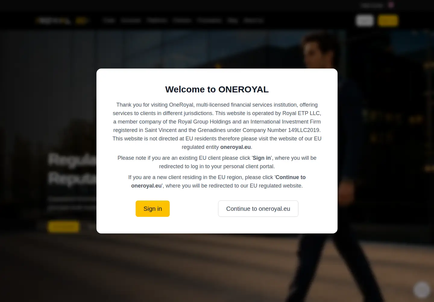 Screenshot of oneroyal.com