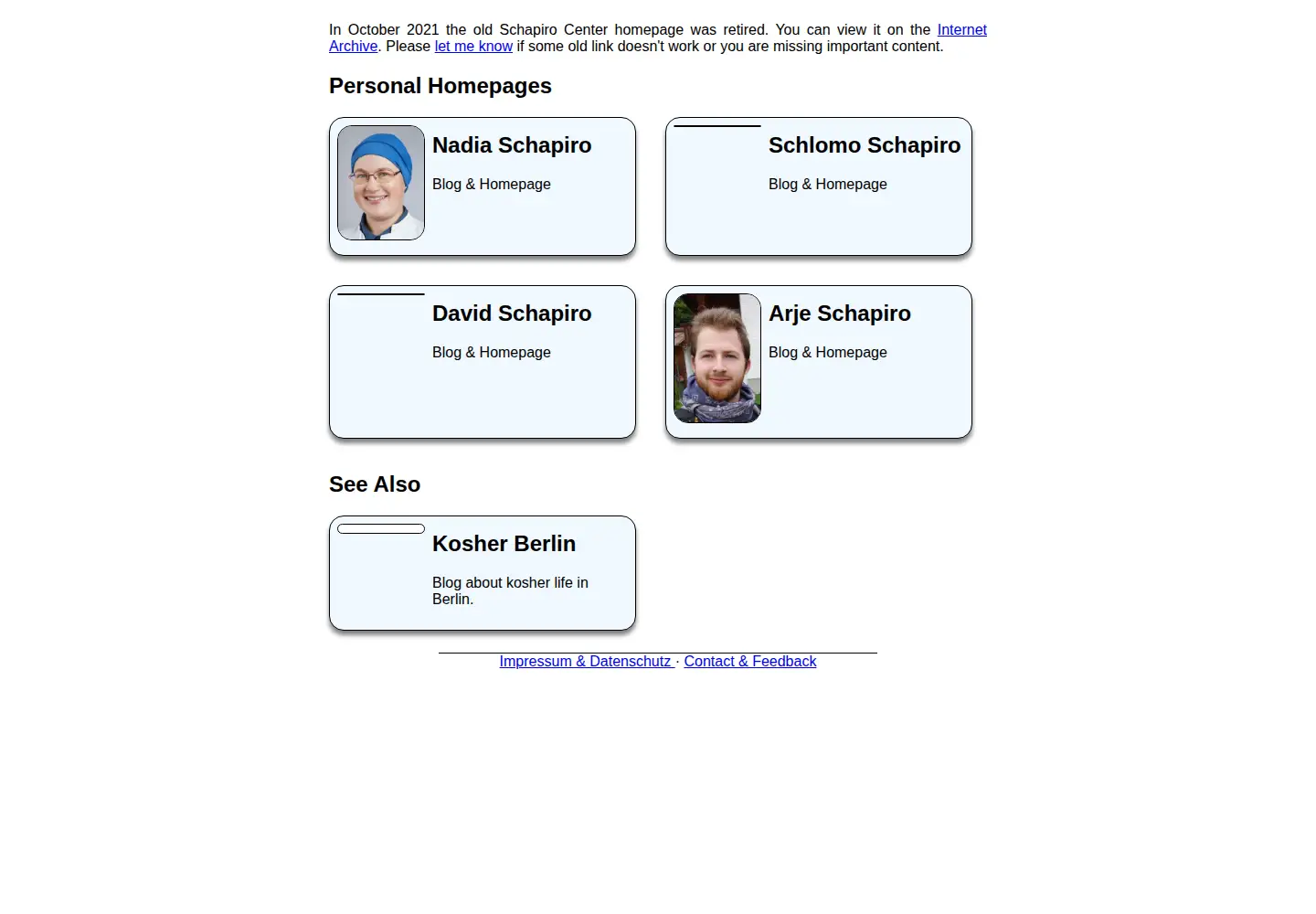 Captured homepage of schapiro.org in the current scan