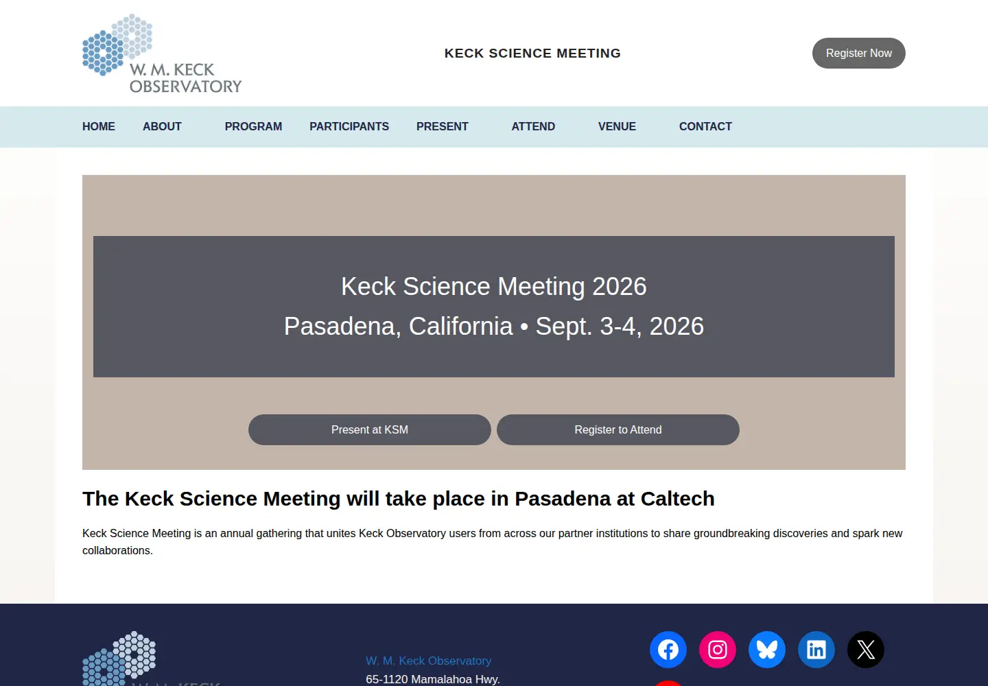 Screenshot of kecksciencemeeting.org