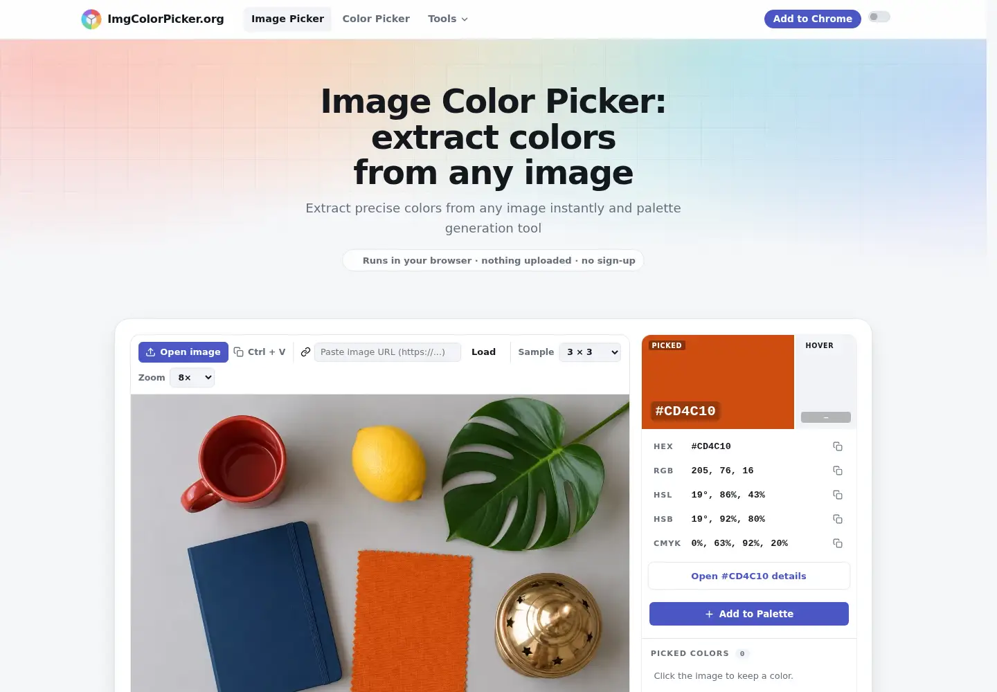 Captured homepage of imgcolorpicker.org in the current scan