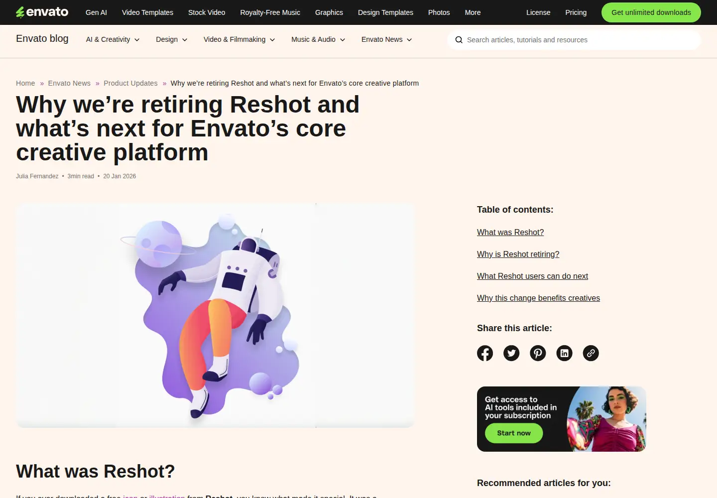 Screenshot of reshot.com