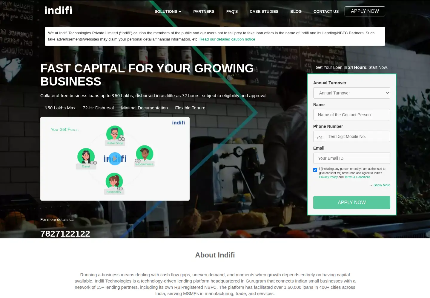 Screenshot of indifi.com