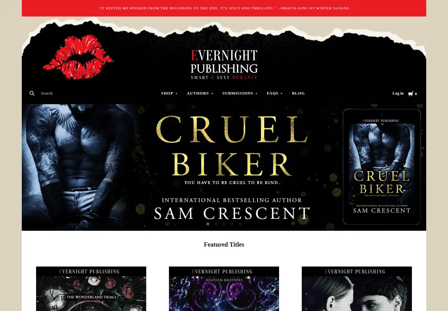 Captured homepage of evernightpublishing.com in the current scan