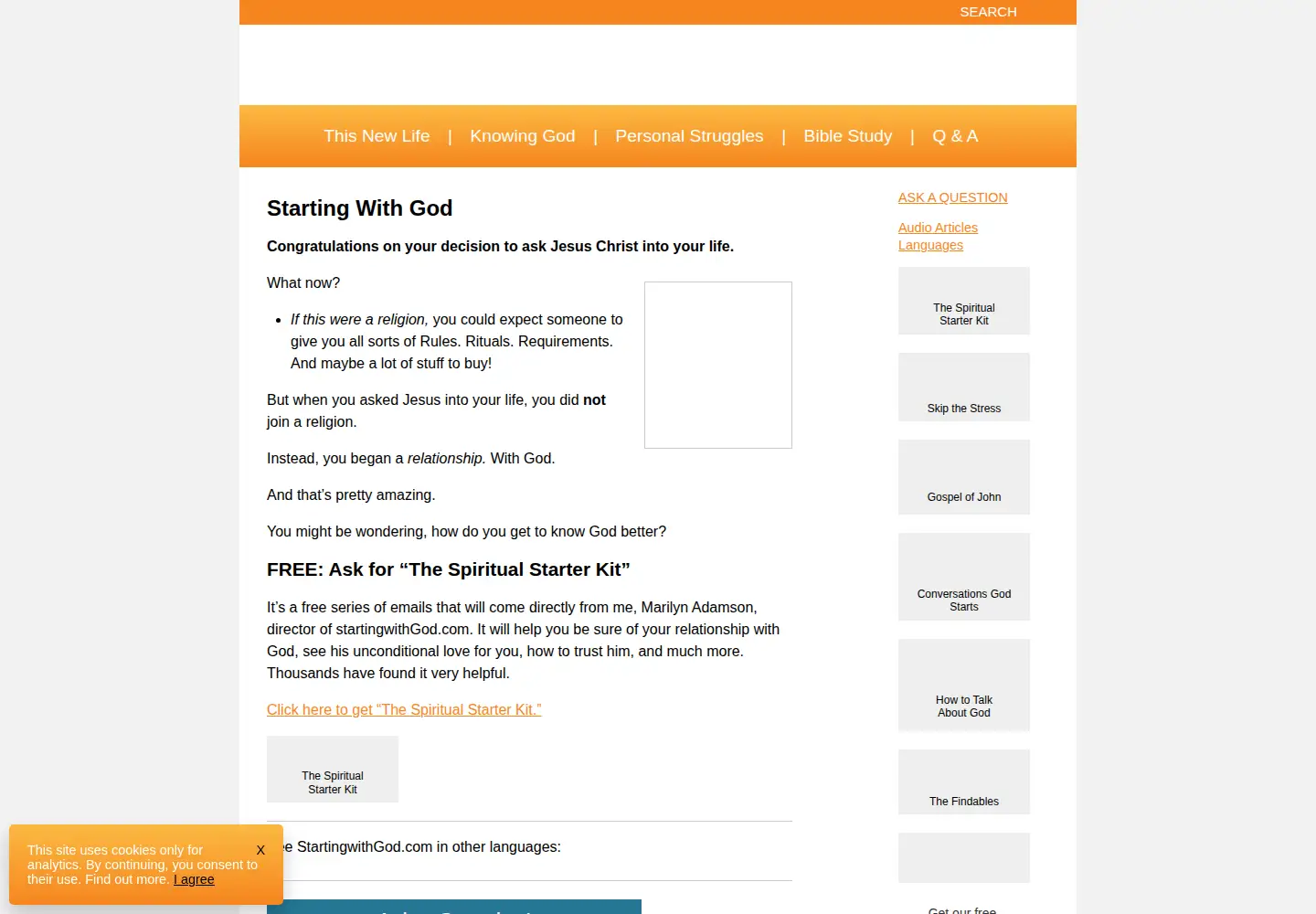 Screenshot of startingwithgod.com