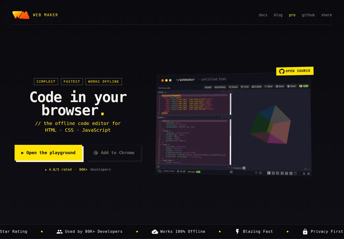 Screenshot of webmaker.app