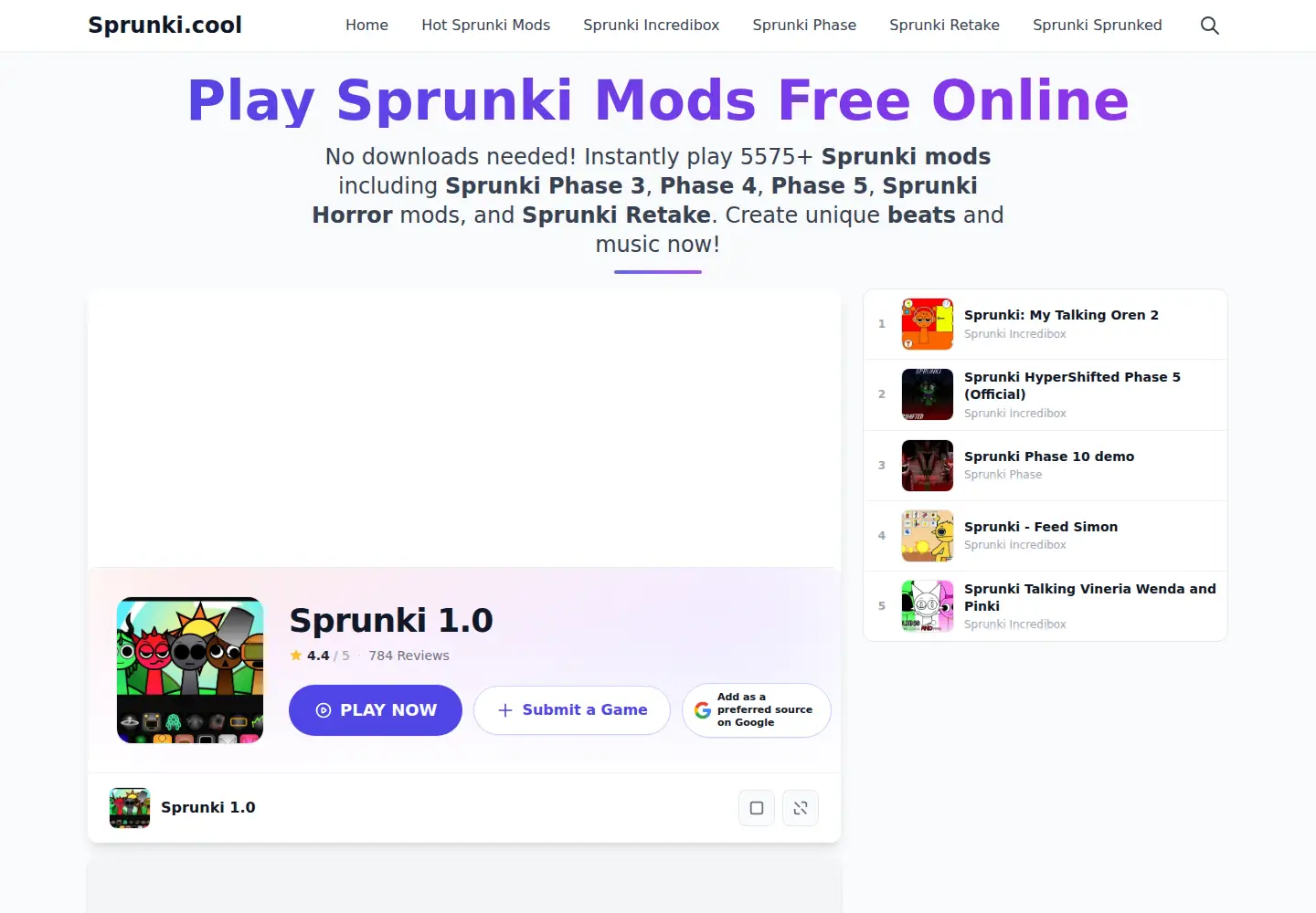 Screenshot of sprunki.cool