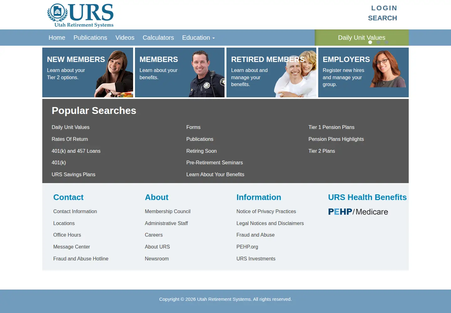 Captured homepage of urs.org in the current scan