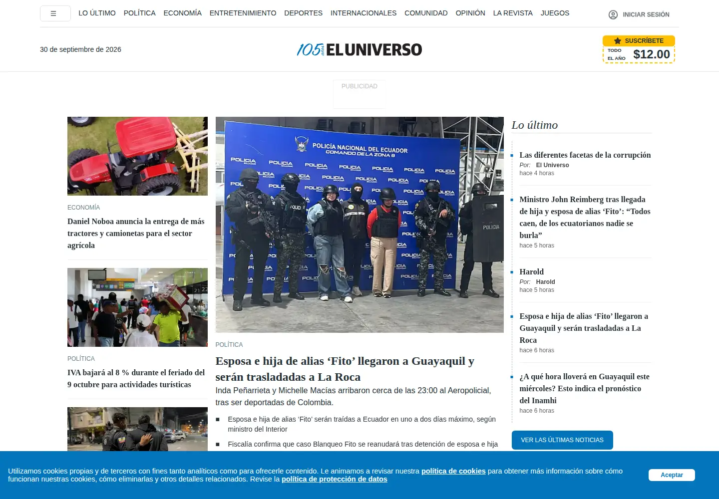 Screenshot of eluniverso.com