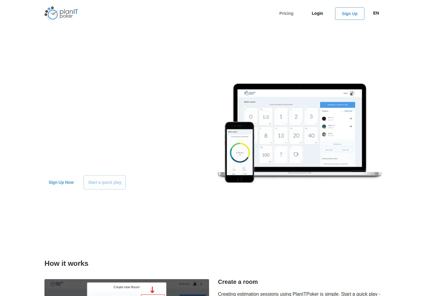 Screenshot of planitpoker.com