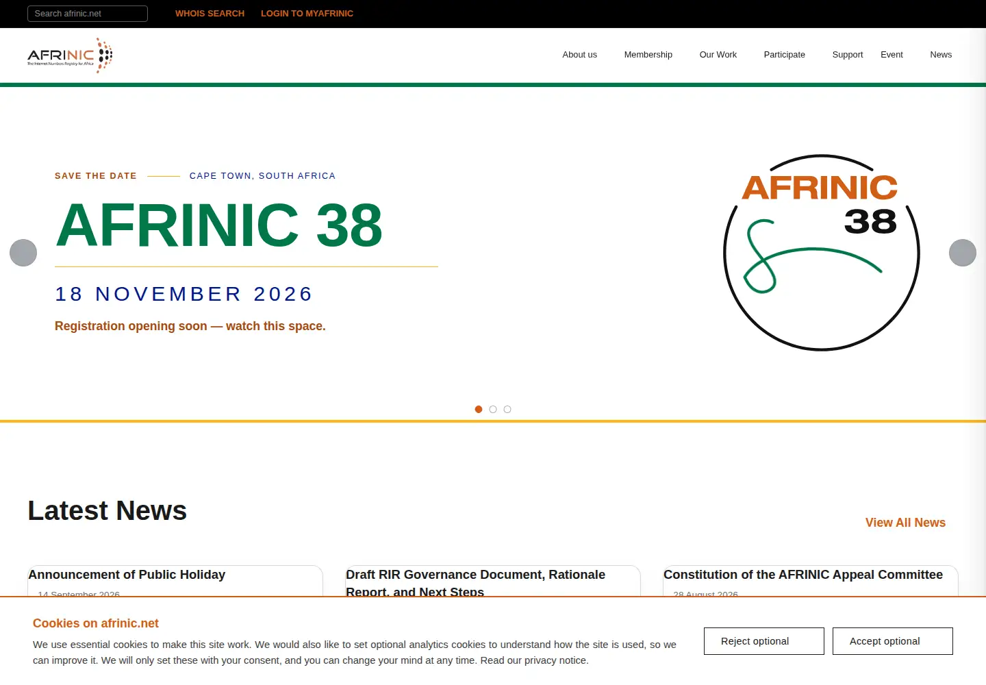 Screenshot of afrinic.net