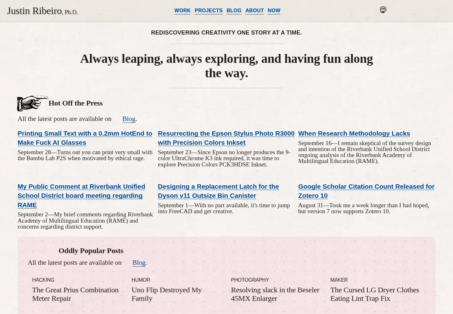 Screenshot of justinribeiro.com