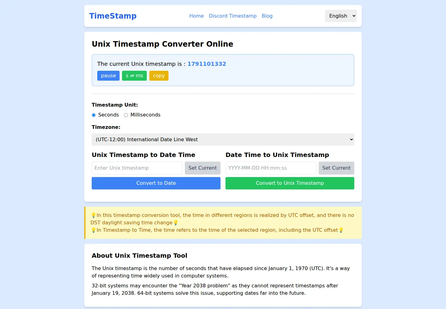 Screenshot of timestamp.sbs