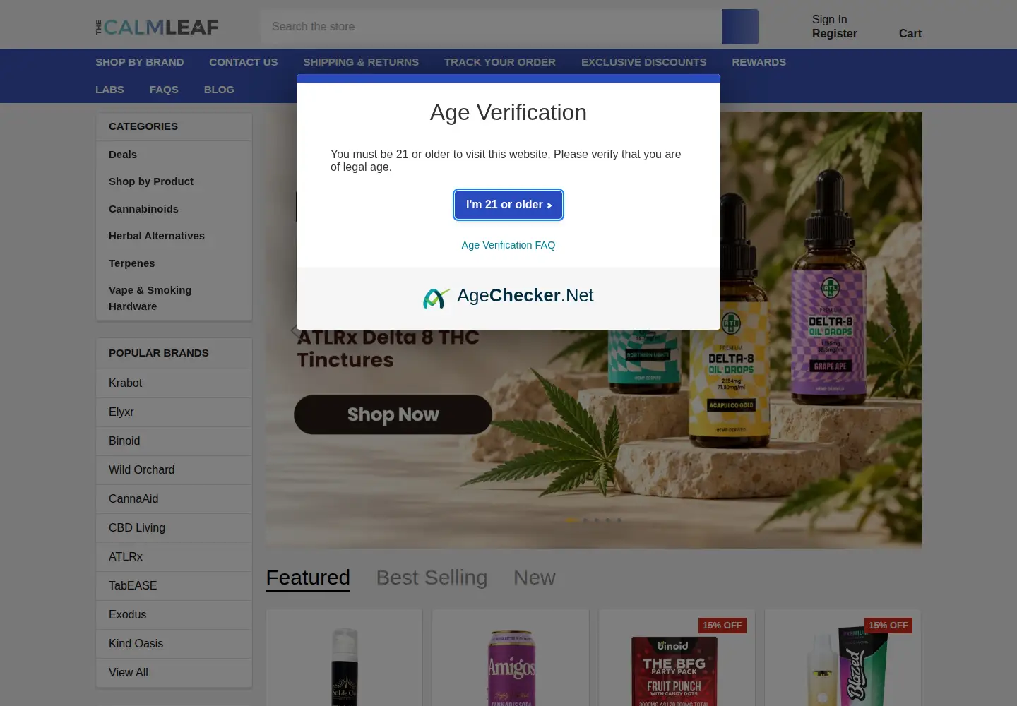 Screenshot of thecalmleaf.com