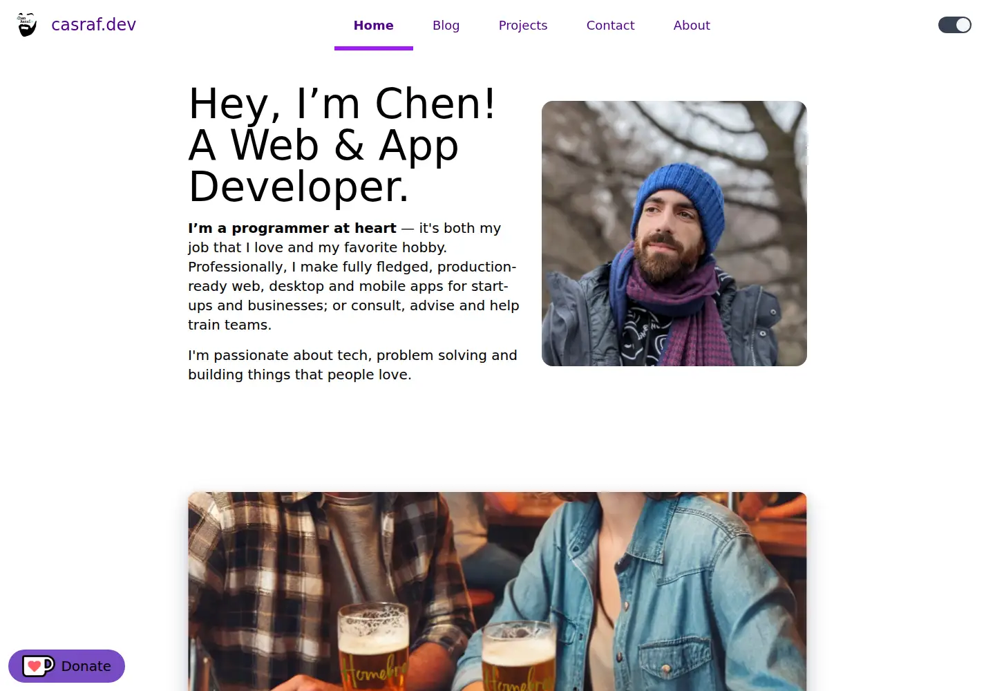 Captured homepage of casraf.dev in the current scan