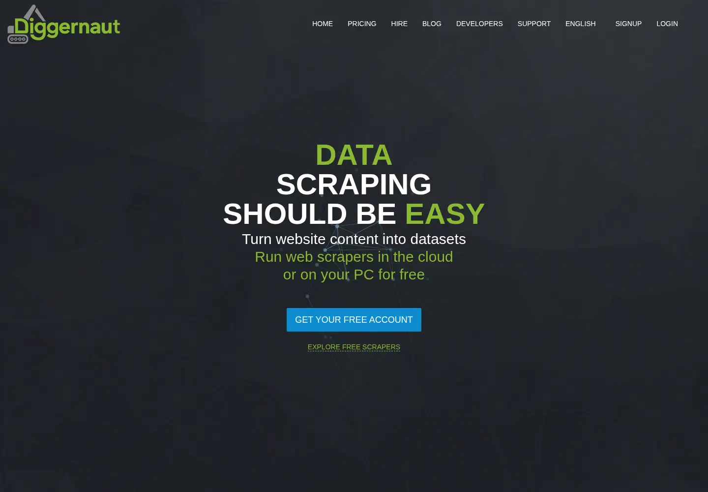 Captured homepage of diggernaut.com in the current scan