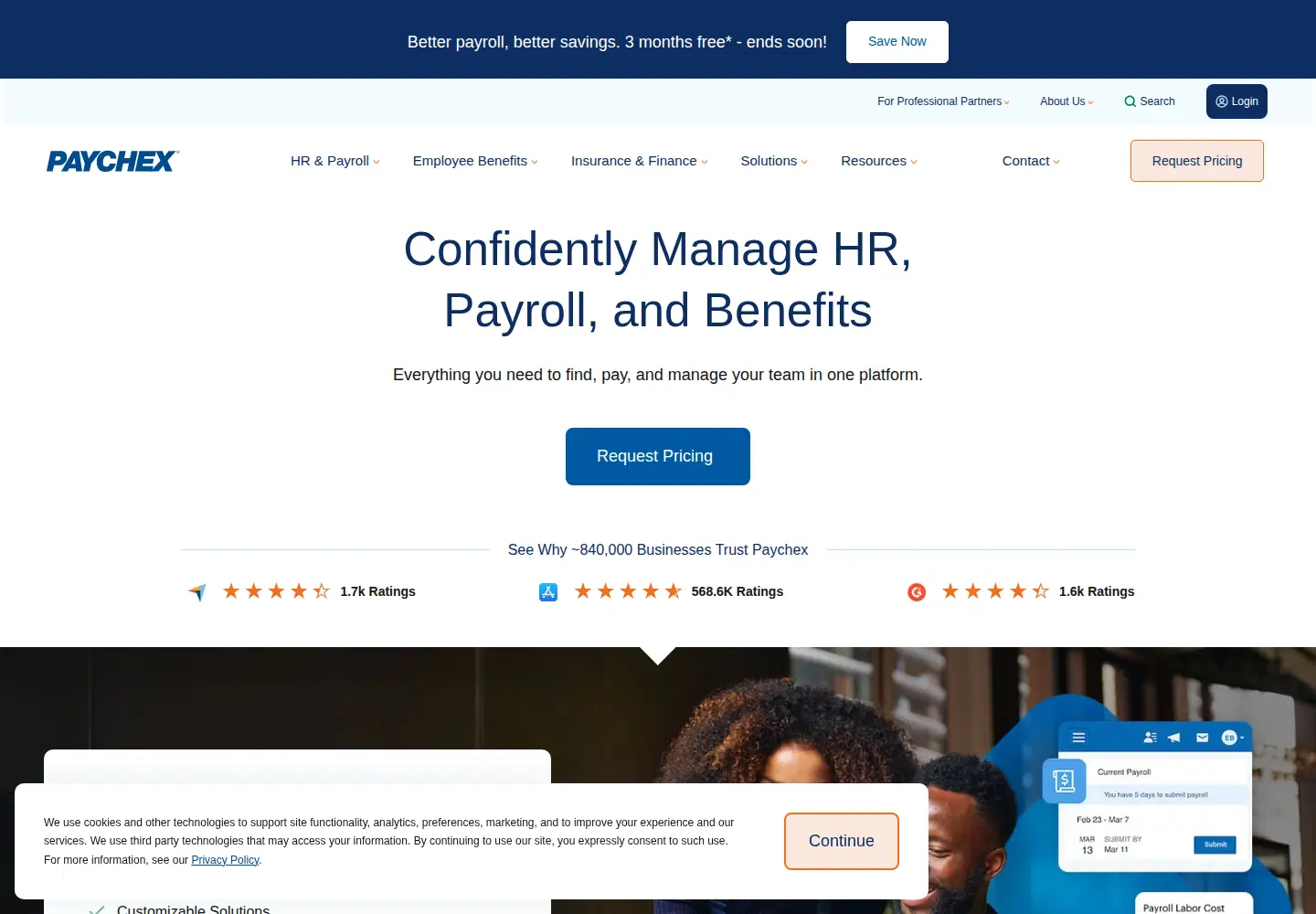 Screenshot of paychex.com
