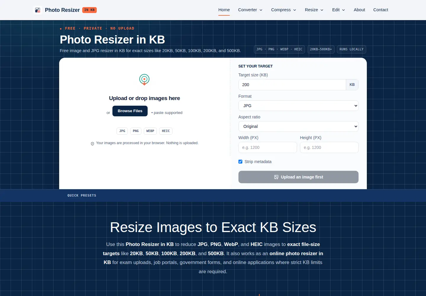 Screenshot of photoresizerinkb.com