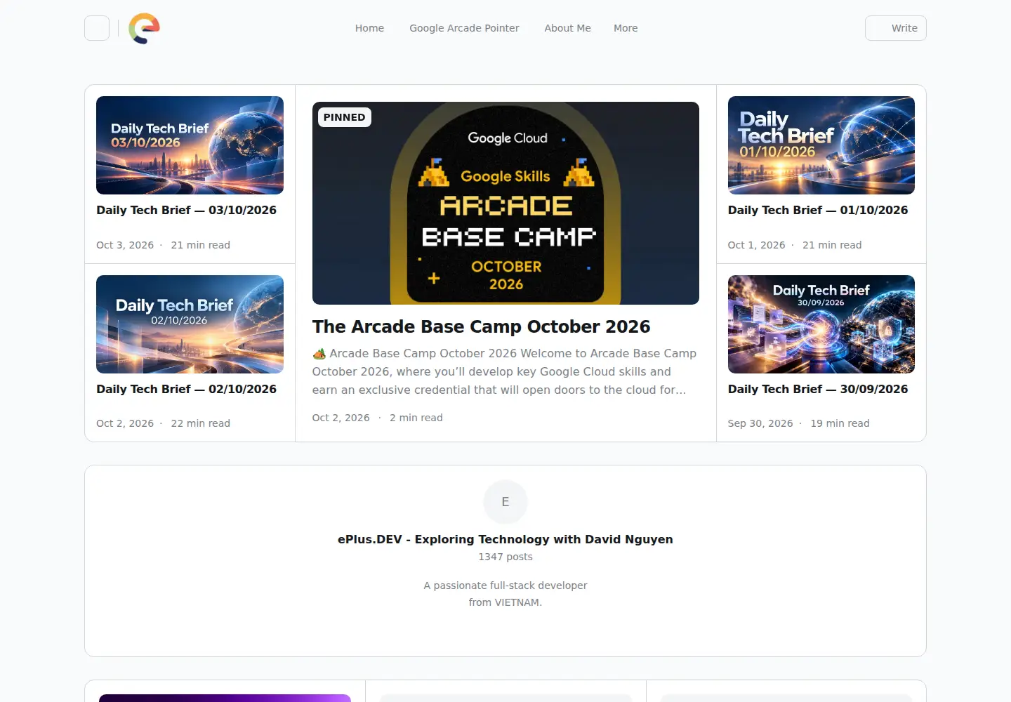 Captured homepage of eplus.dev in the current scan