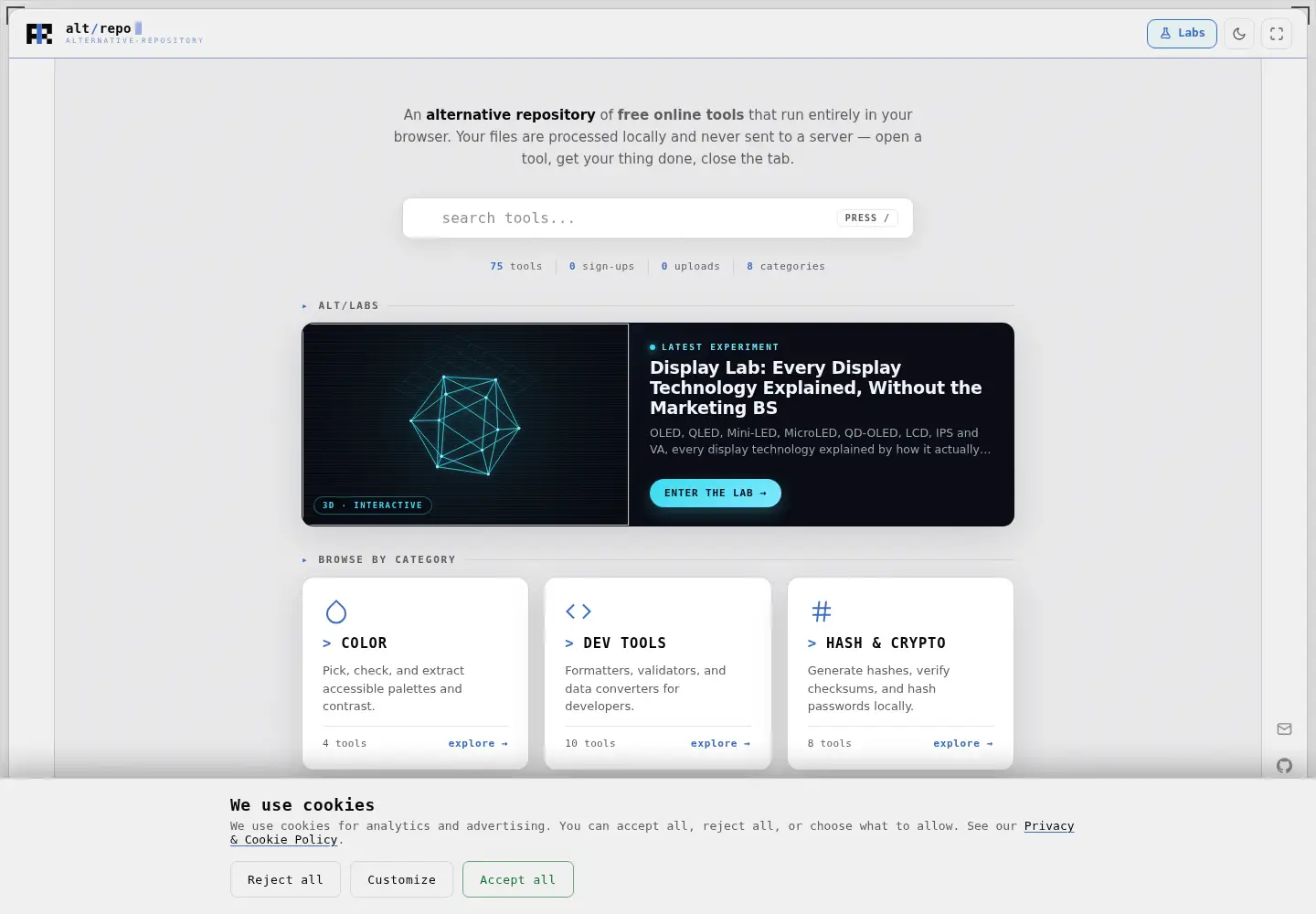 Screenshot of altrepo.net