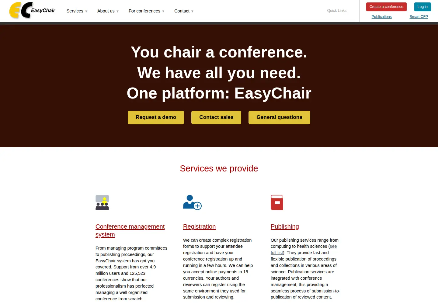 Screenshot of easychair.org