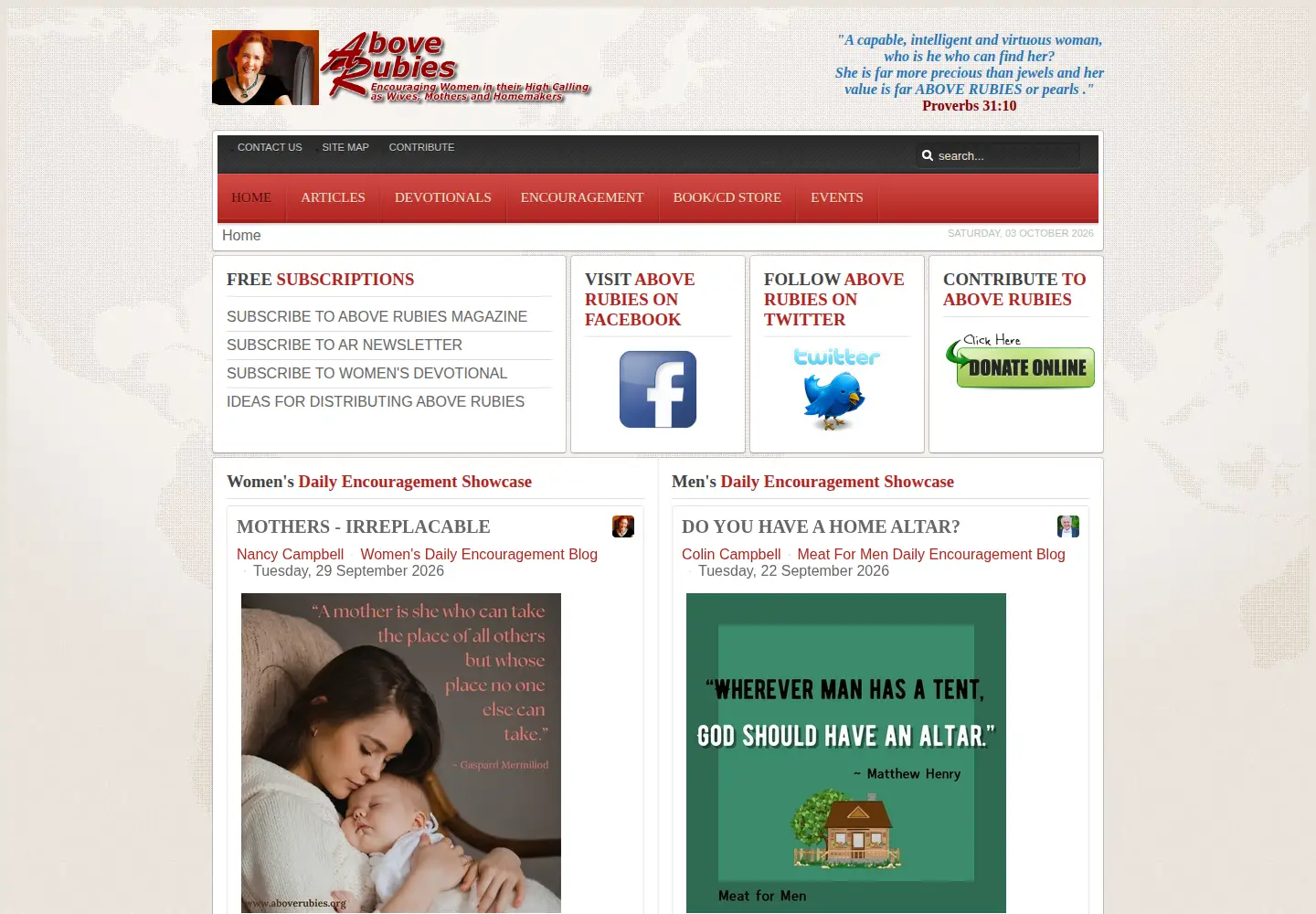 Screenshot of aboverubies.org