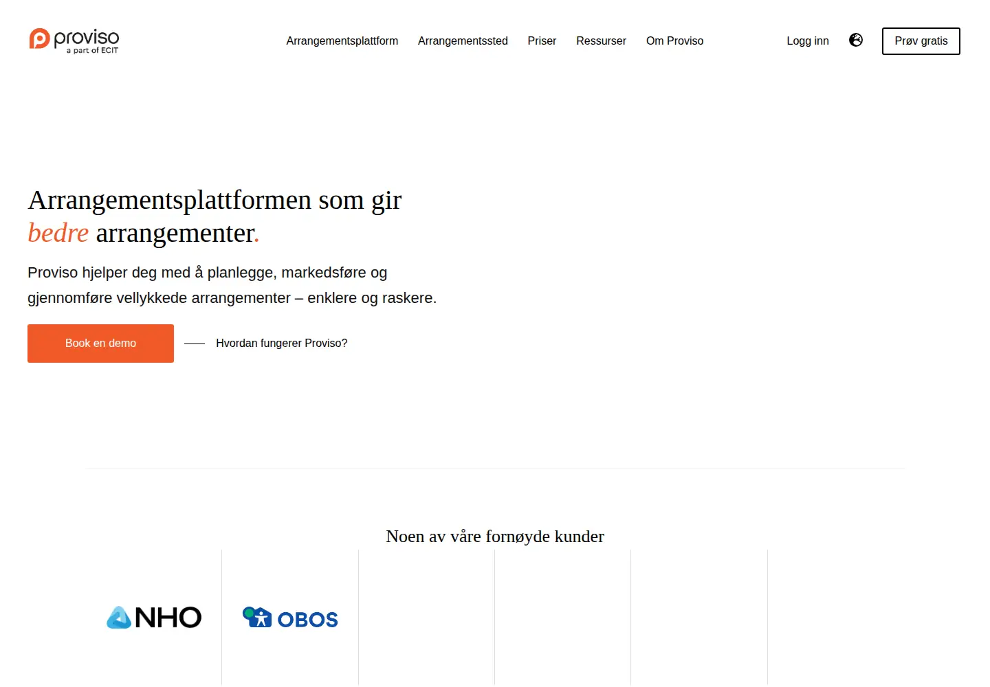 Captured homepage of provisoevent.no in the current scan