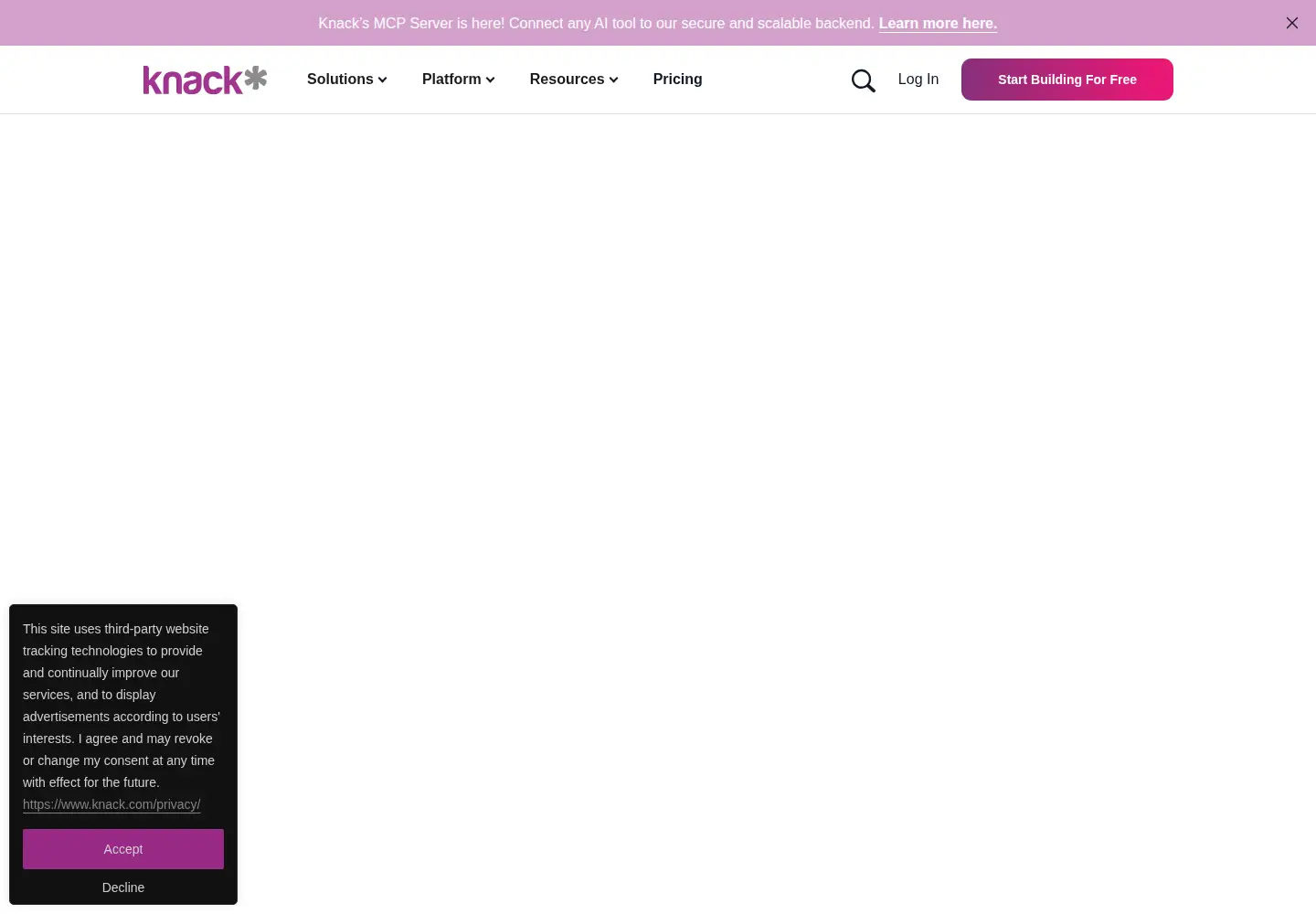 Screenshot of knack.com