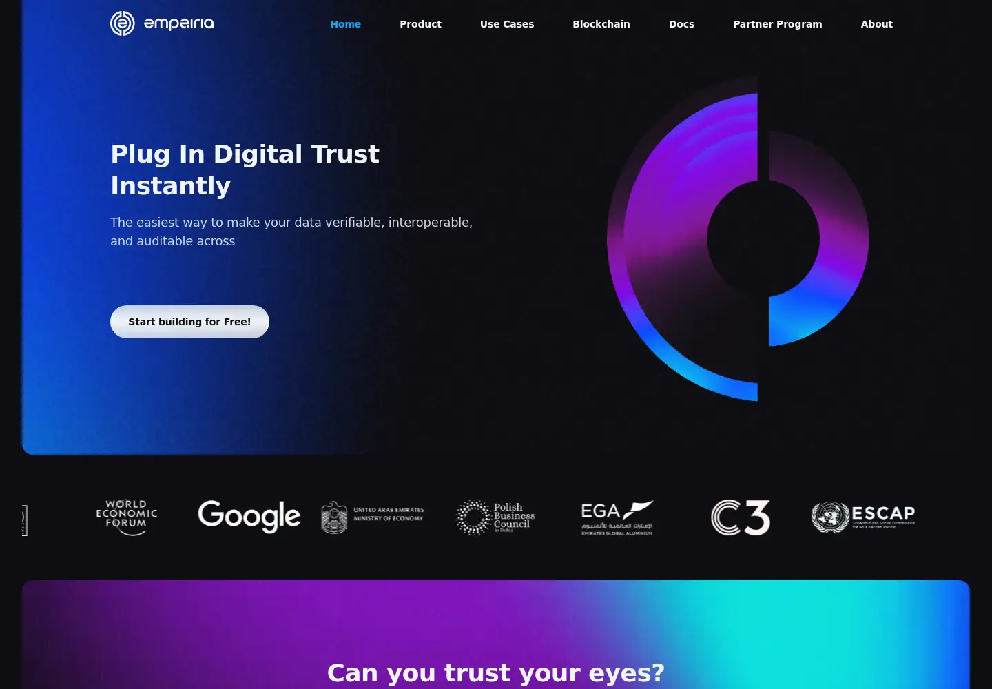 Captured homepage of empe.io in the current scan