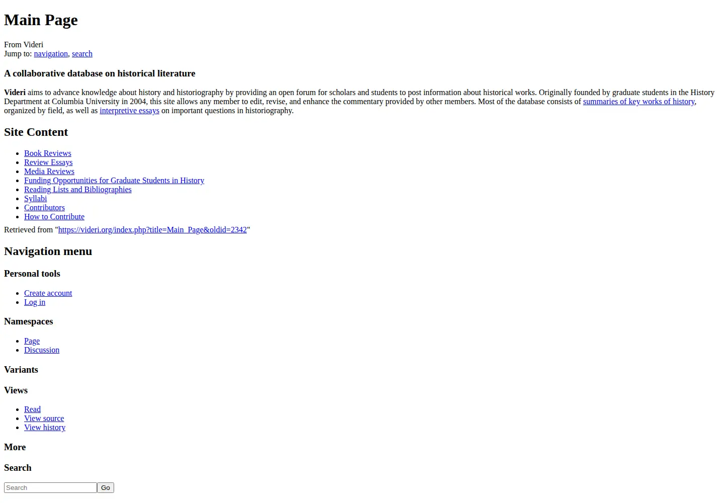 Screenshot of videri.org