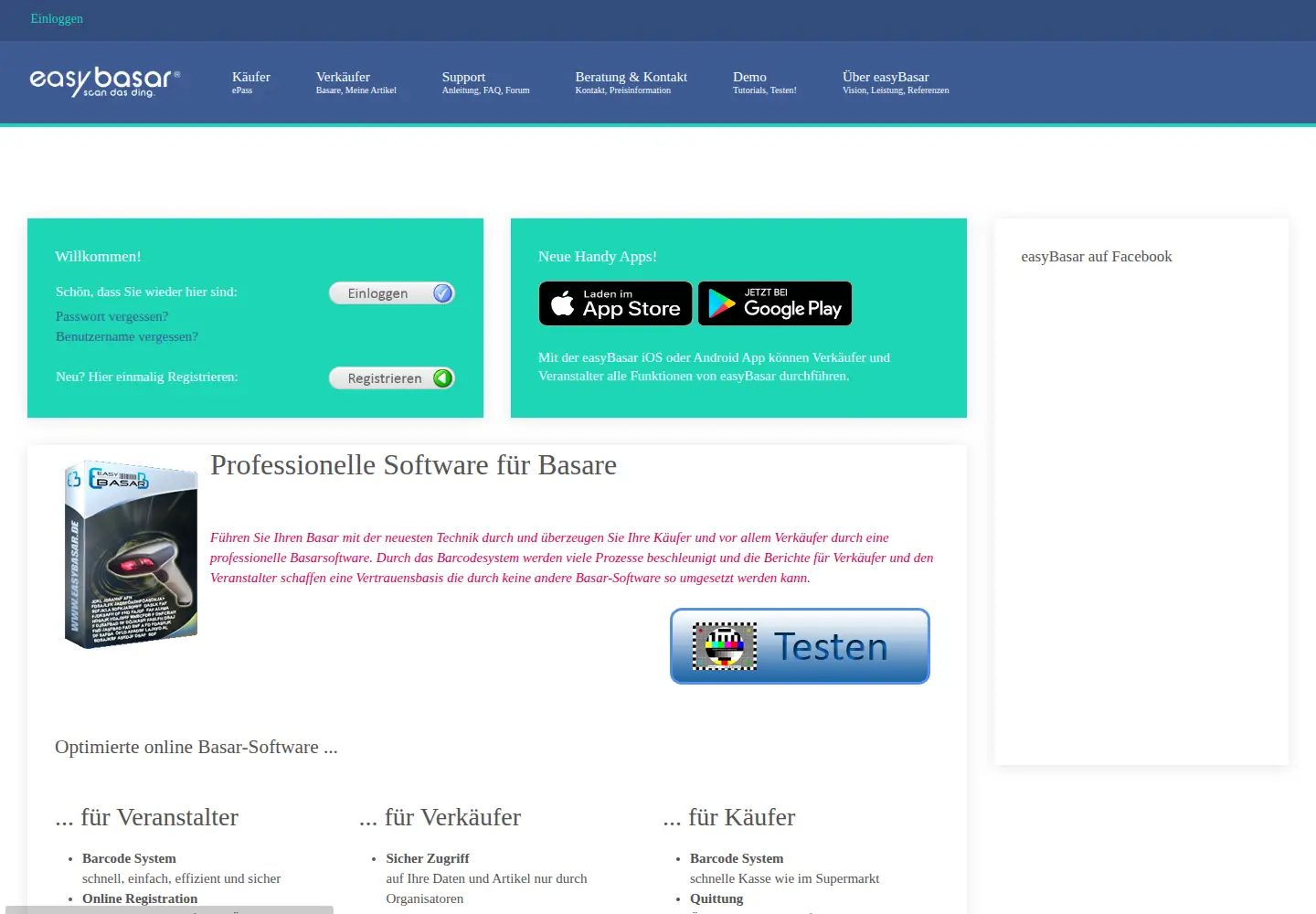 Screenshot of easybasar.de