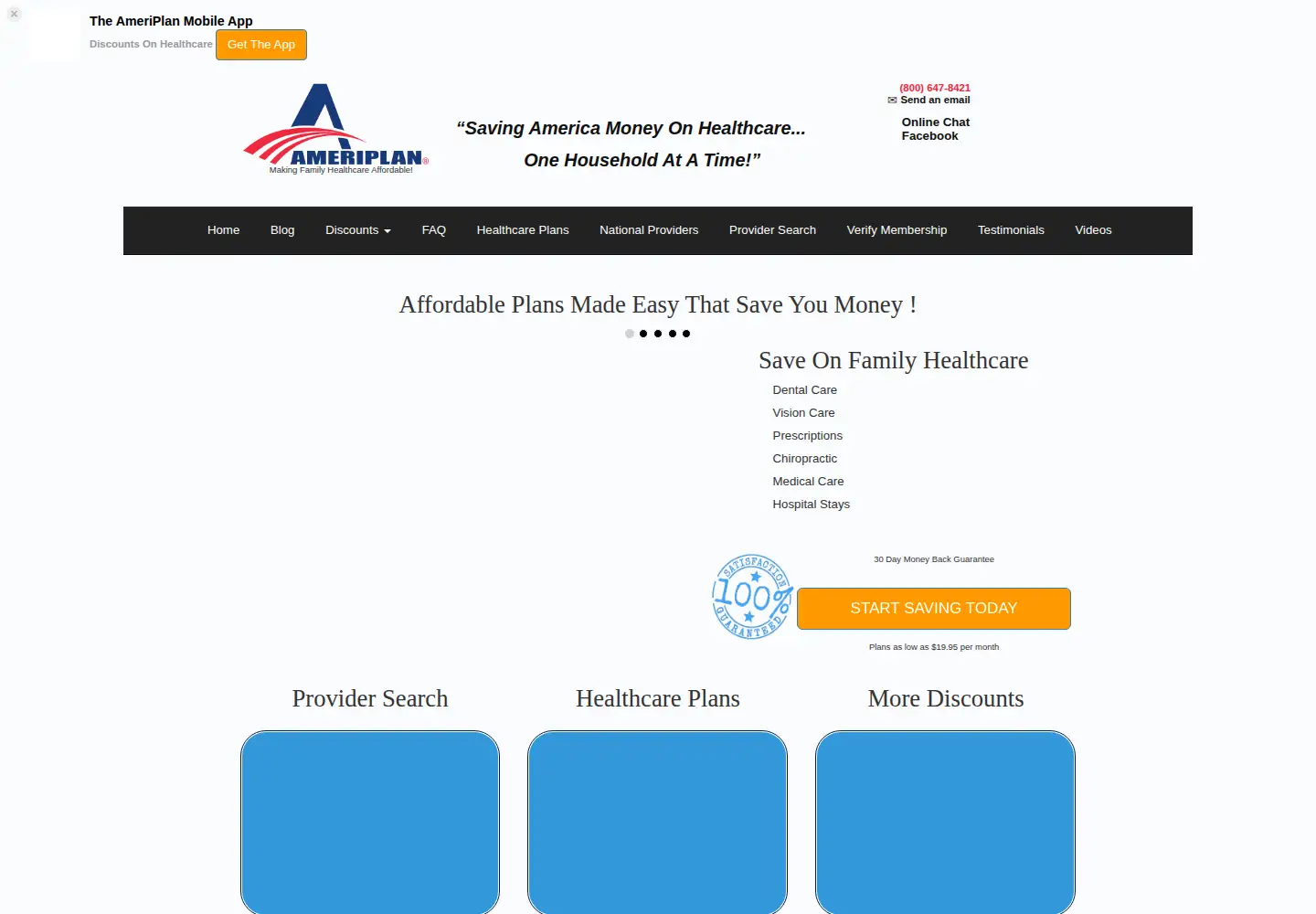Captured homepage of savewithdiscounthealthcare.com in the current scan