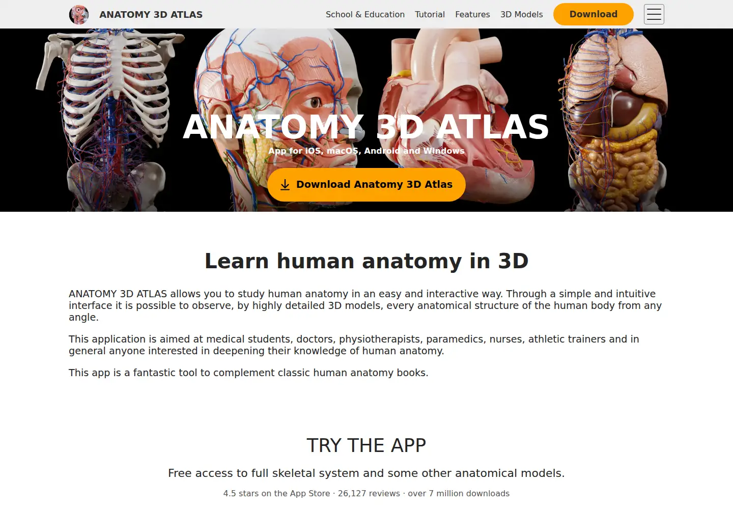 Captured homepage of anatomy3datlas.com in the current scan