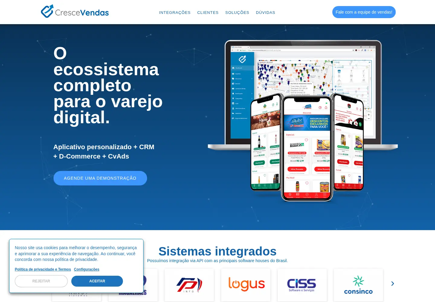 Captured homepage of crescevendas.com in the current scan