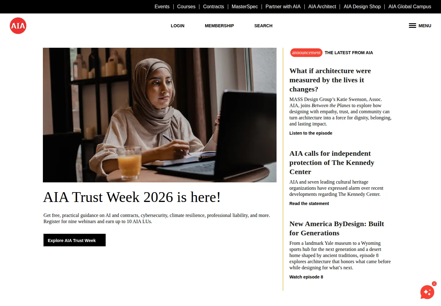 Screenshot of aia.org