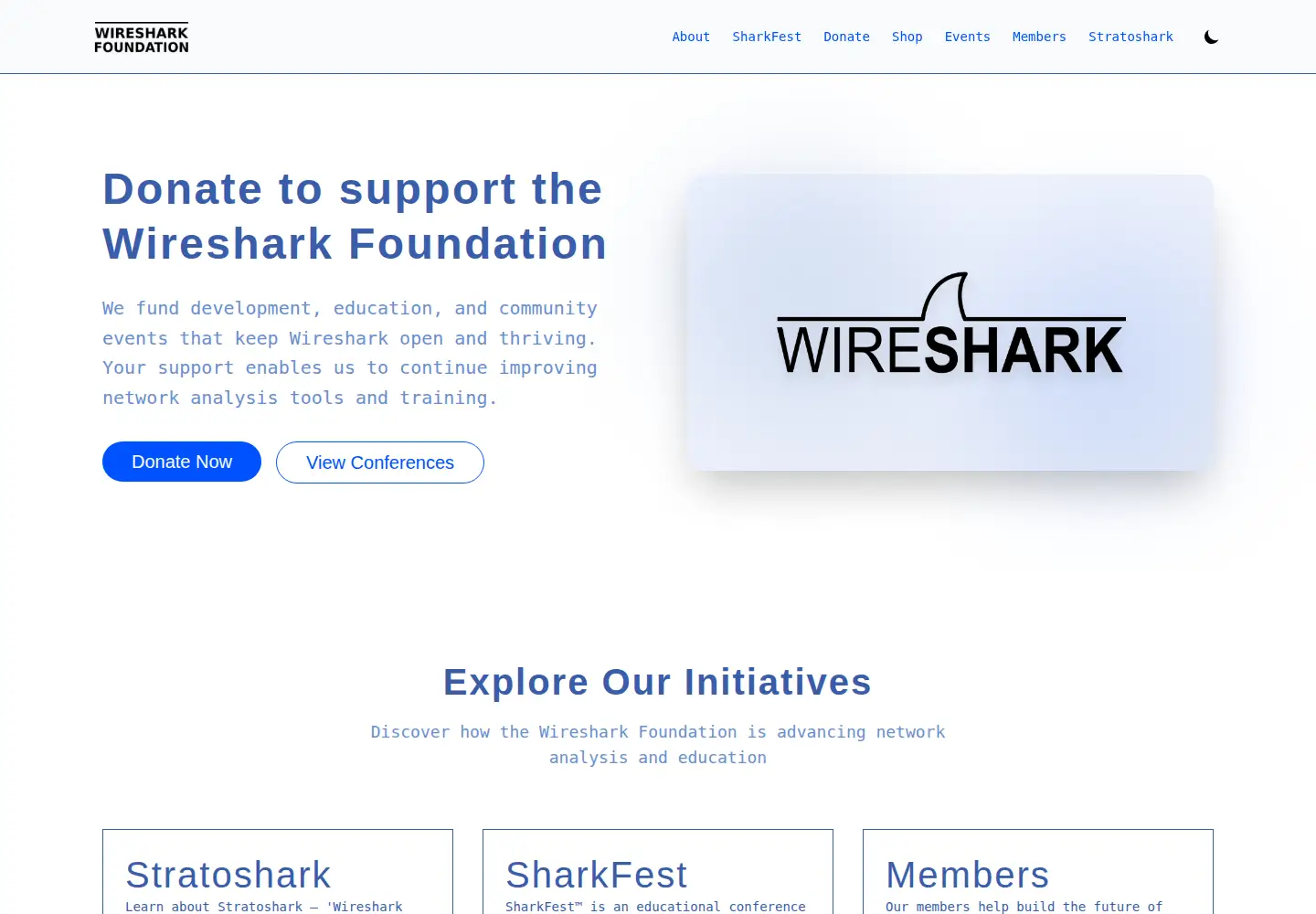 Captured homepage of wiresharkfoundation.org in the current scan