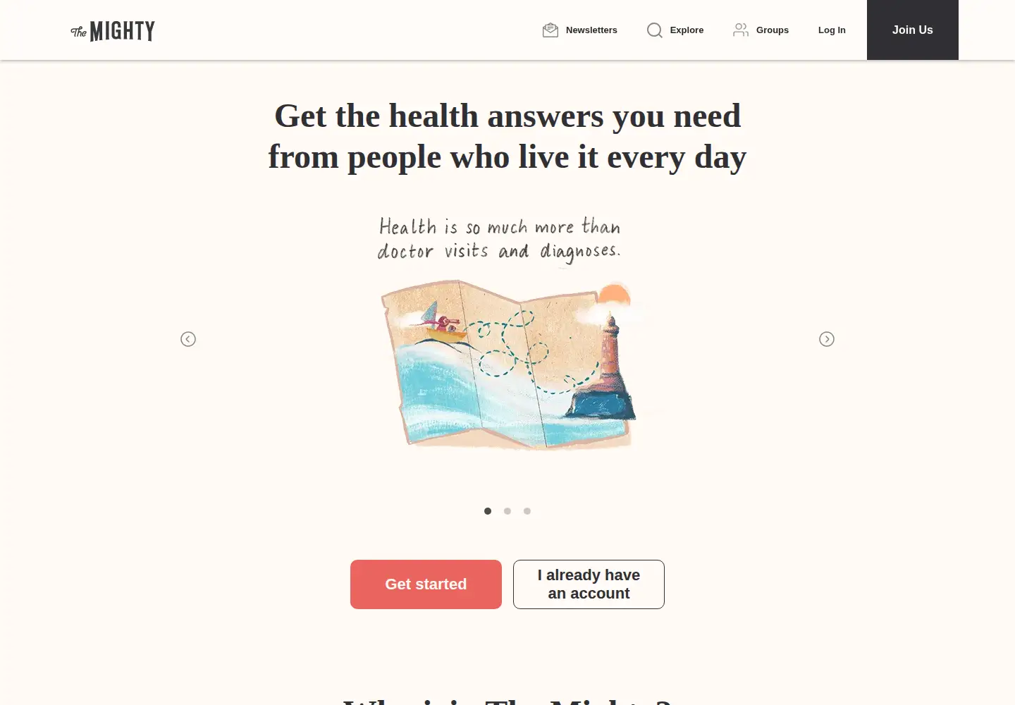 Screenshot of themighty.com