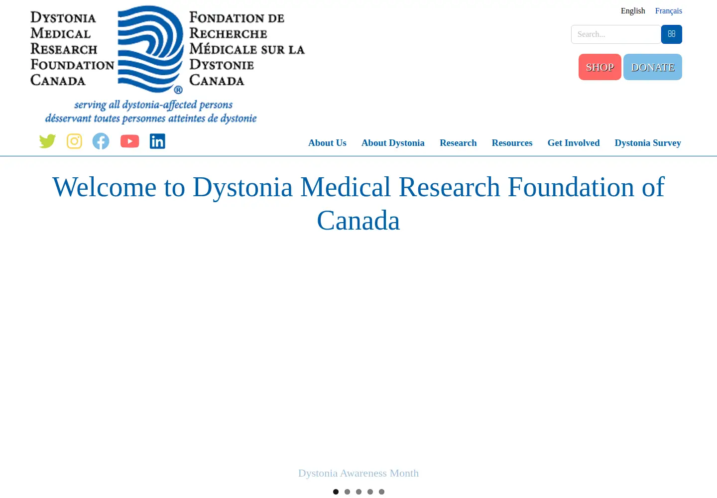 Screenshot of dystoniacanada.org