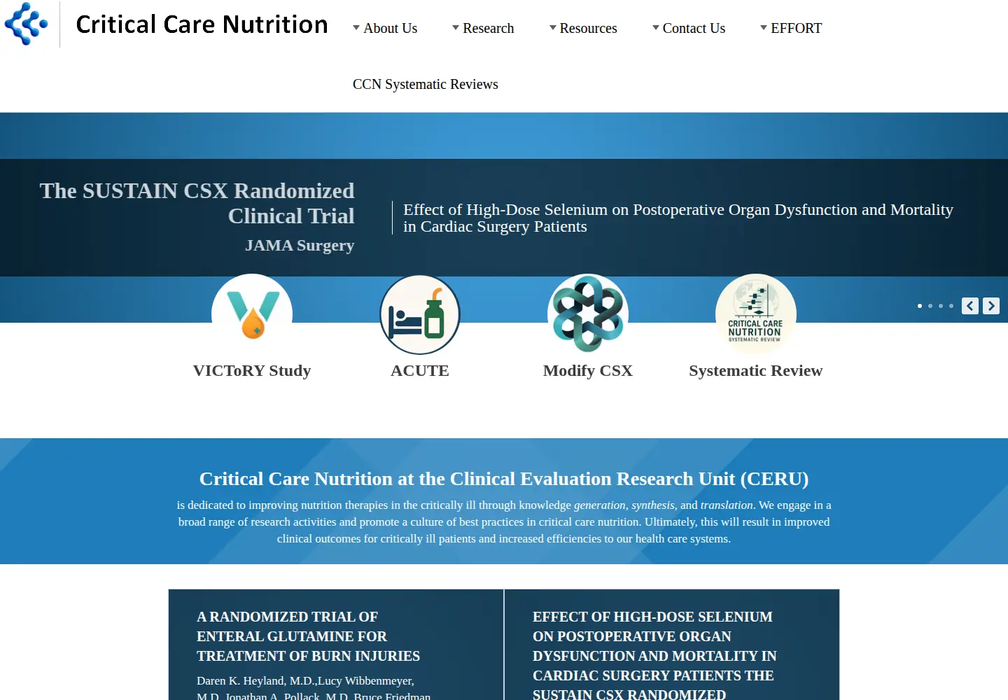 Captured homepage of criticalcarenutrition.com in the current scan