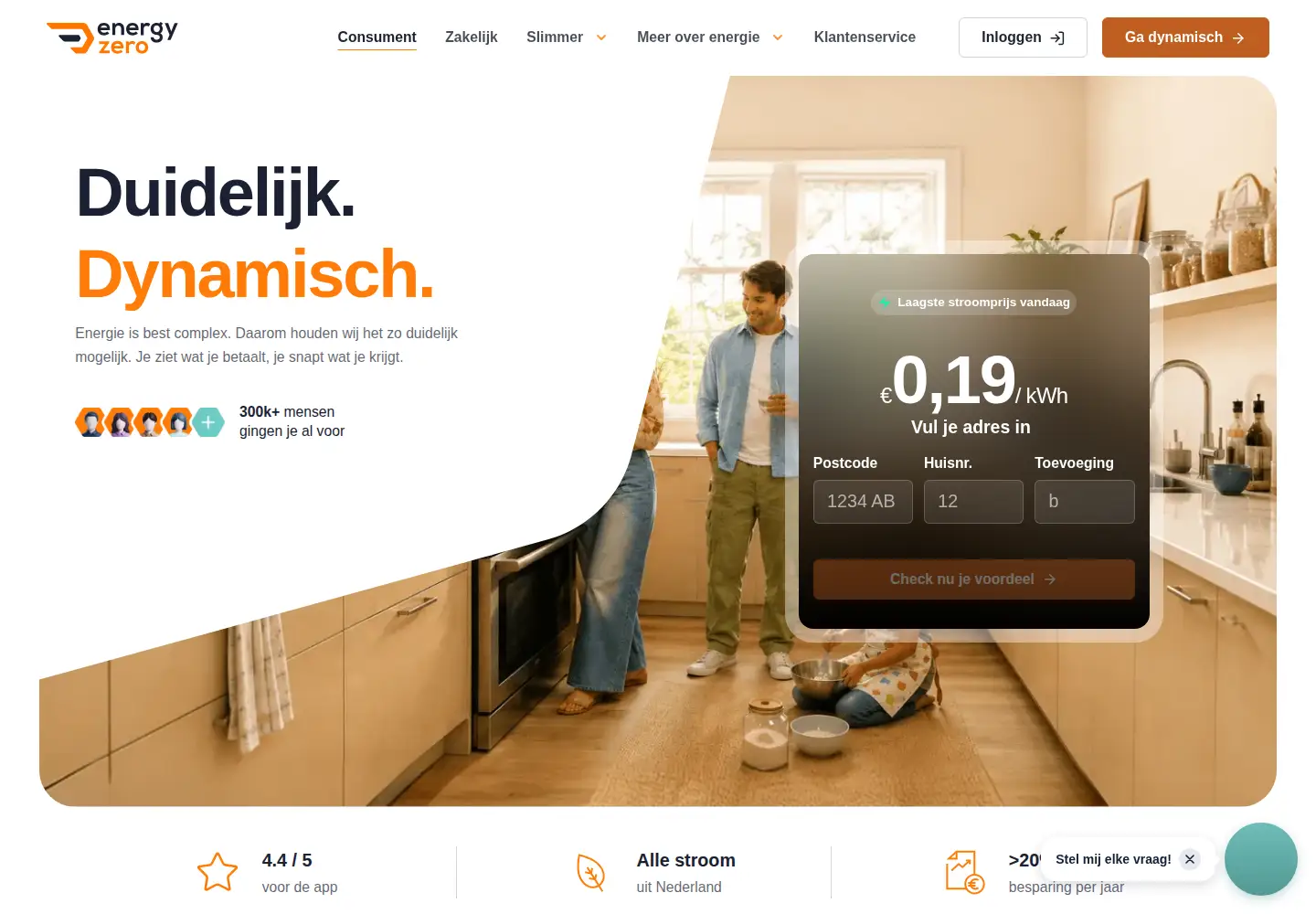 Screenshot of energyzero.nl