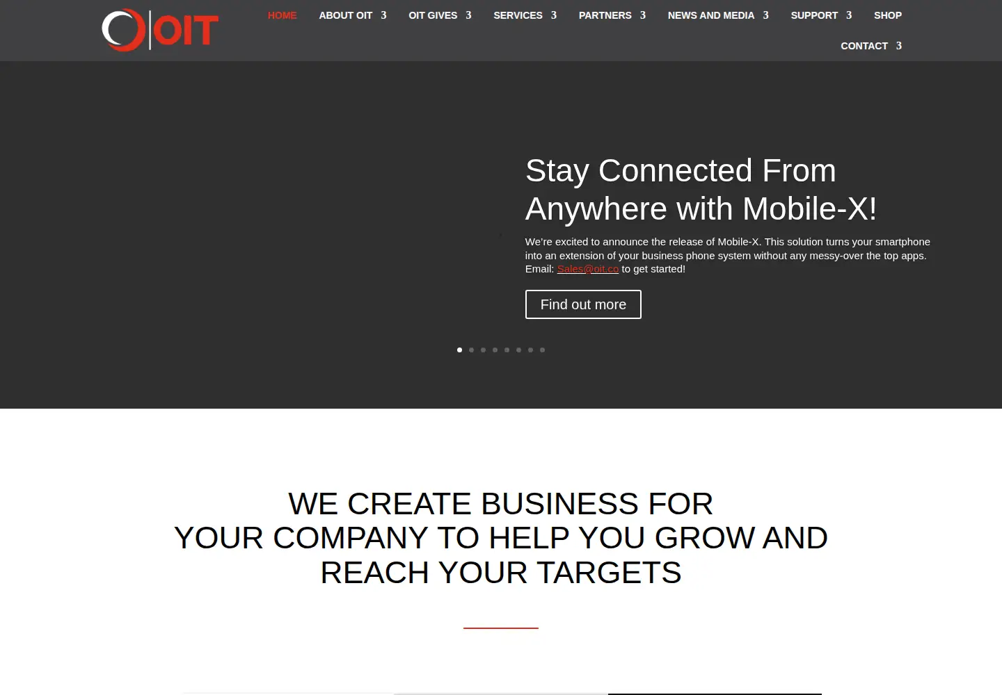 Captured homepage of oit.co in the current scan