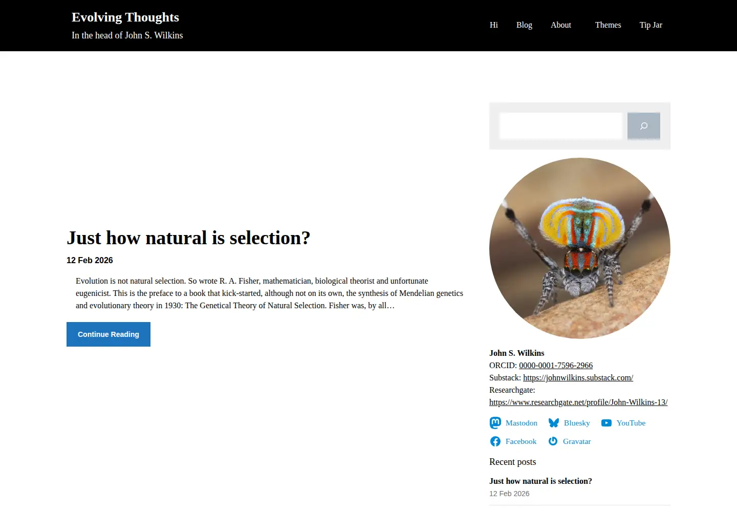 Screenshot of evolvingthoughts.net
