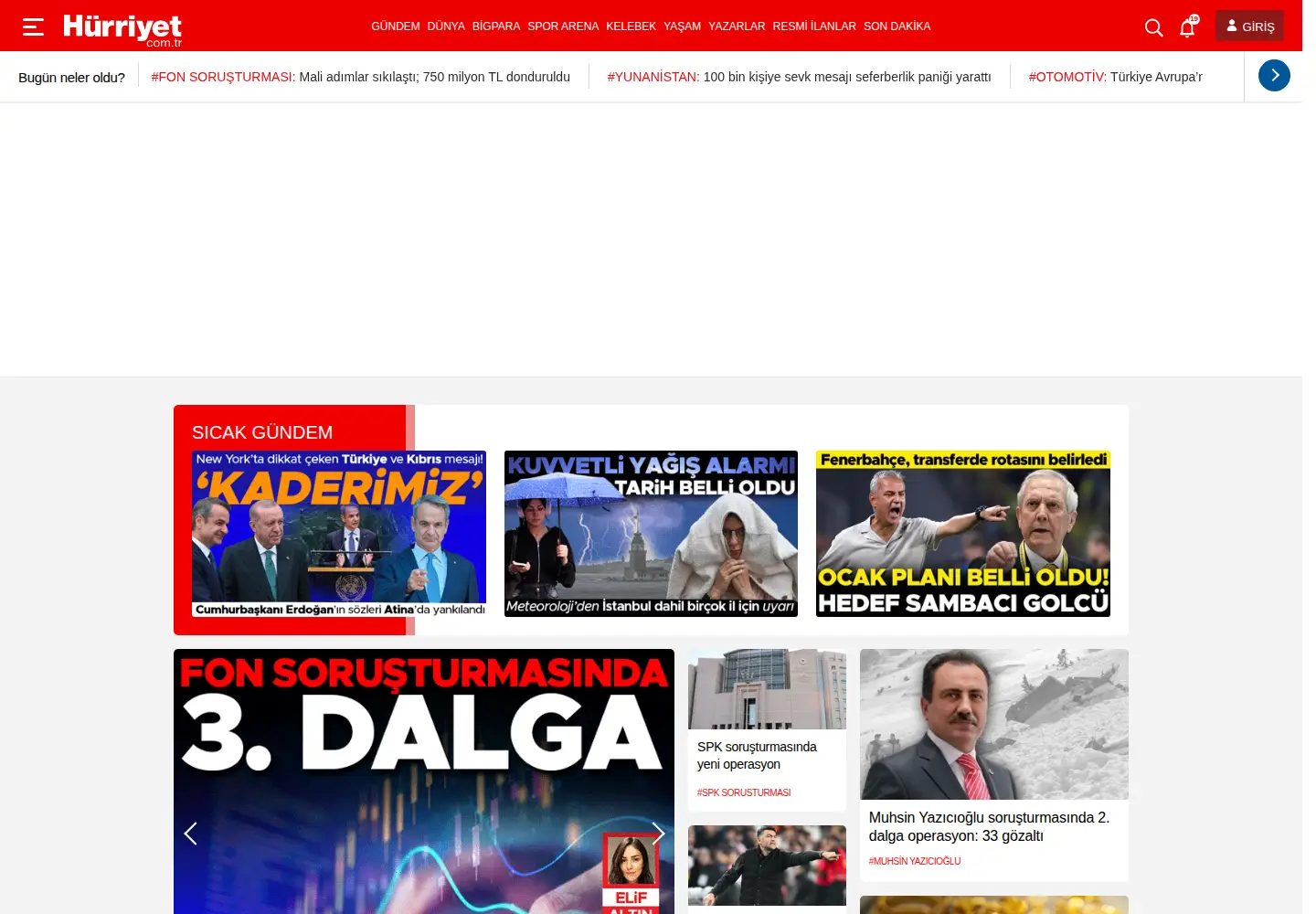 Screenshot of hurriyet.com.tr