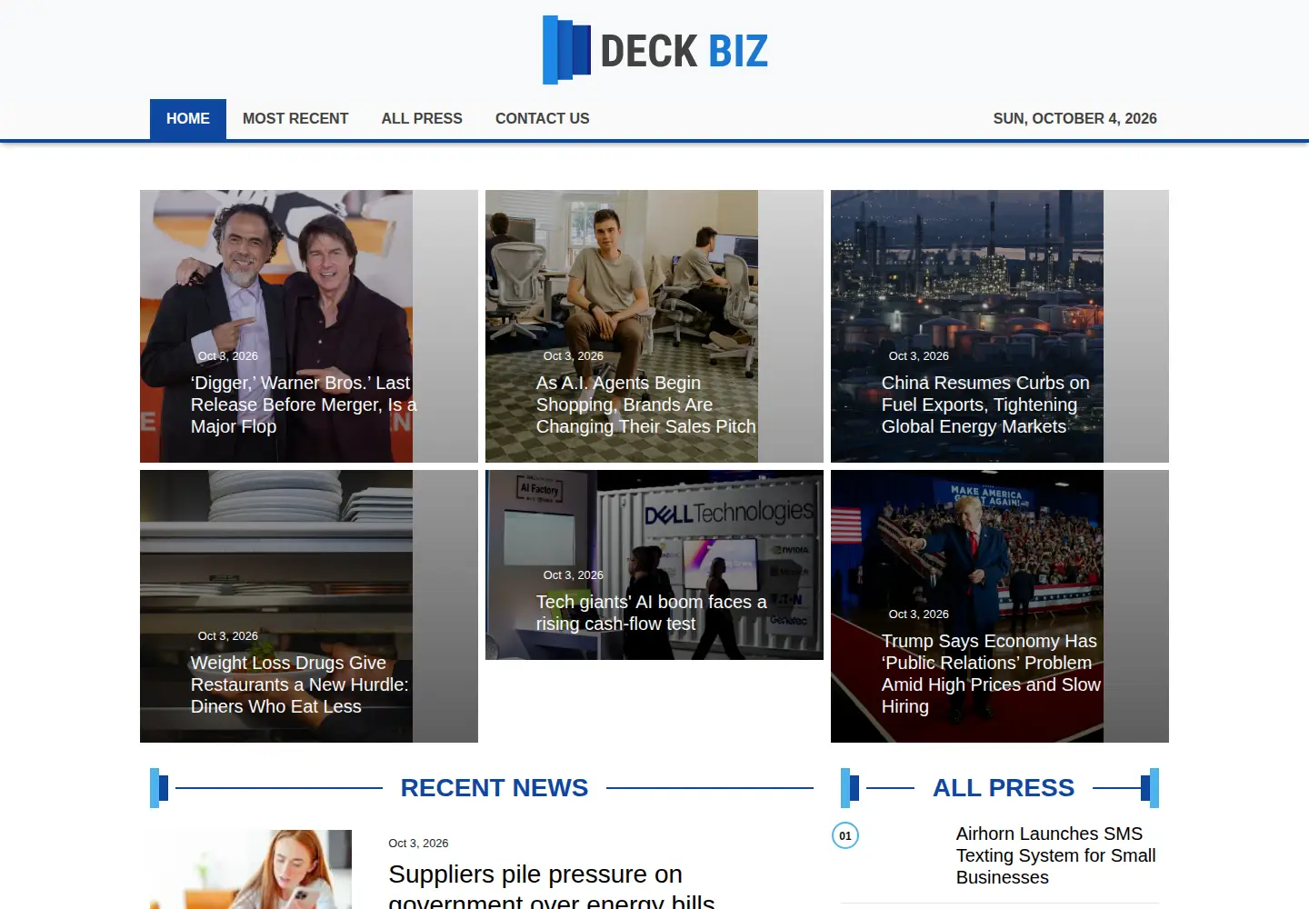 Screenshot of deckbiz.com