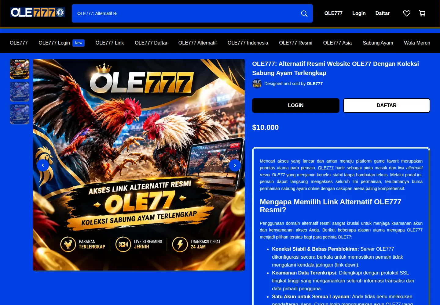 Captured homepage of syairsgp.skin in the current scan