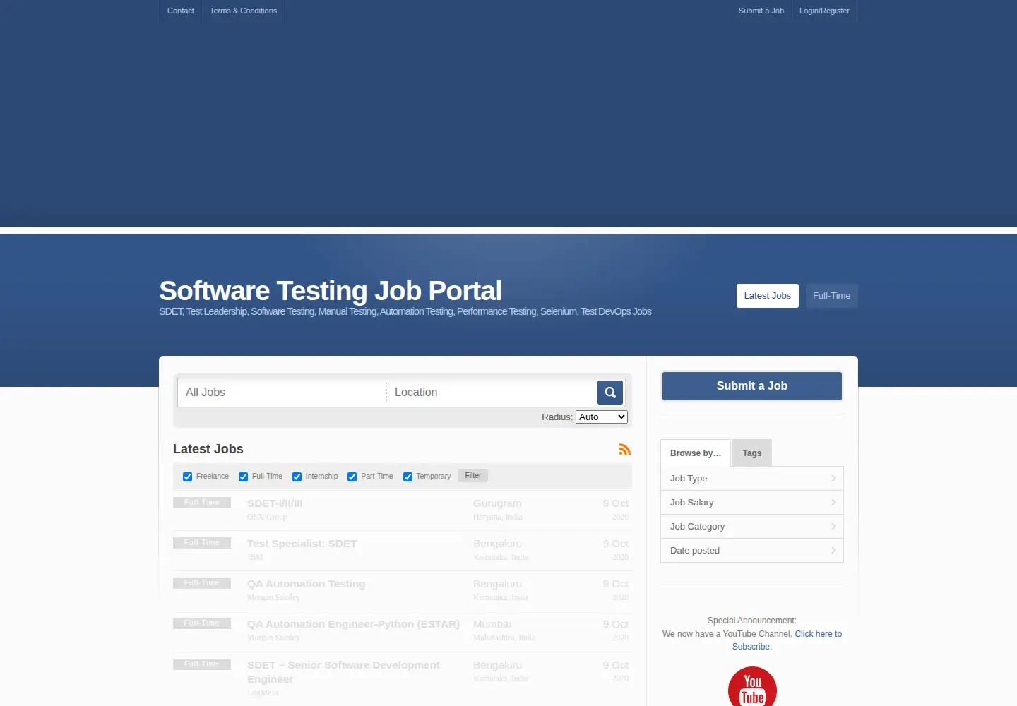Screenshot of swtestingjobs.com