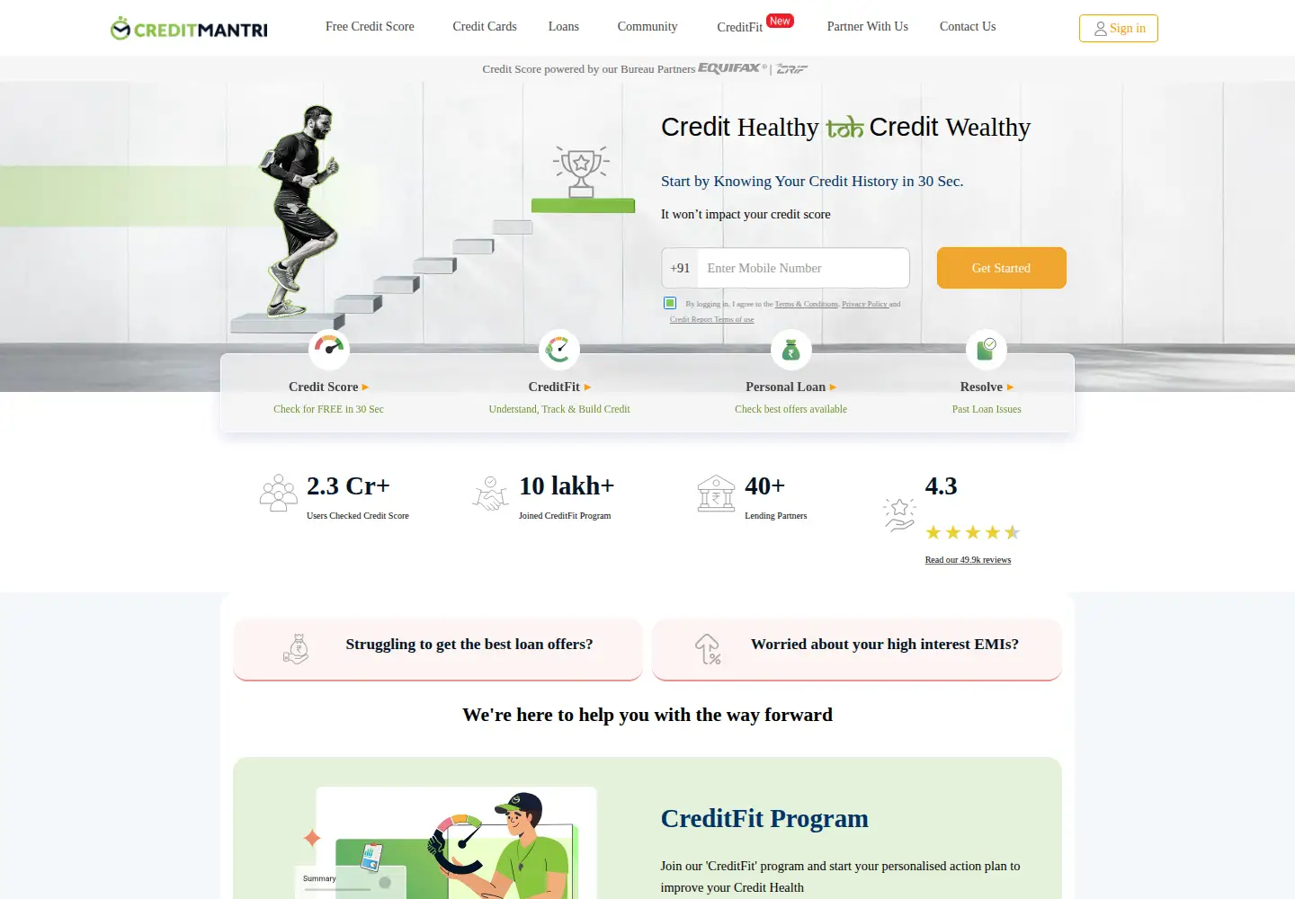 Captured homepage of creditmantri.com in the current scan