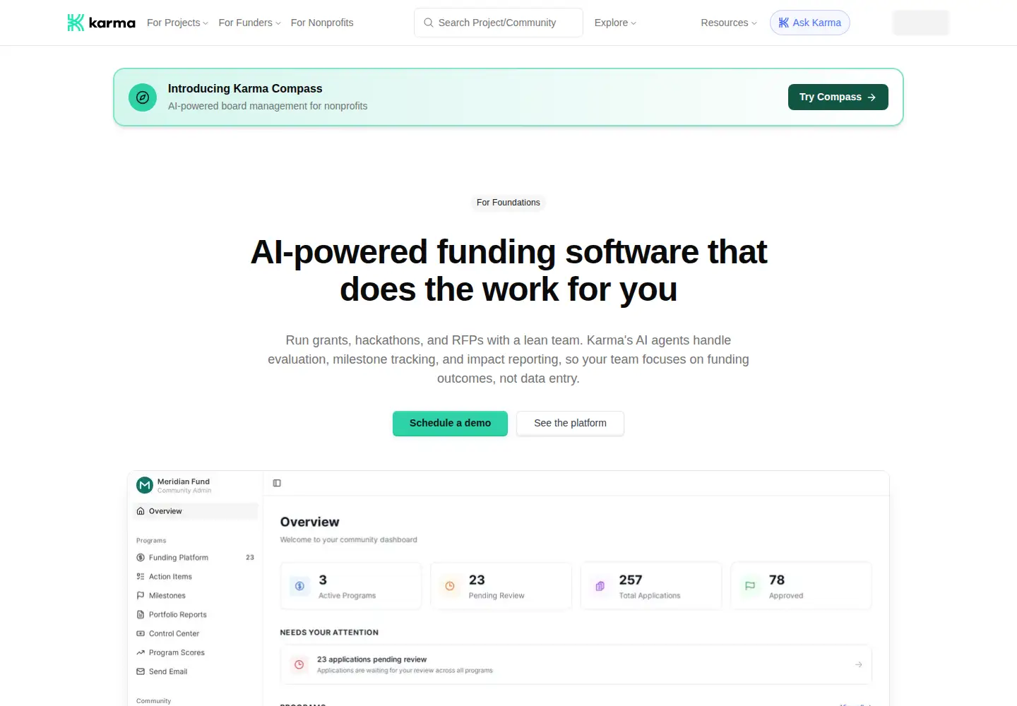 Captured homepage of karmahq.xyz in the current scan