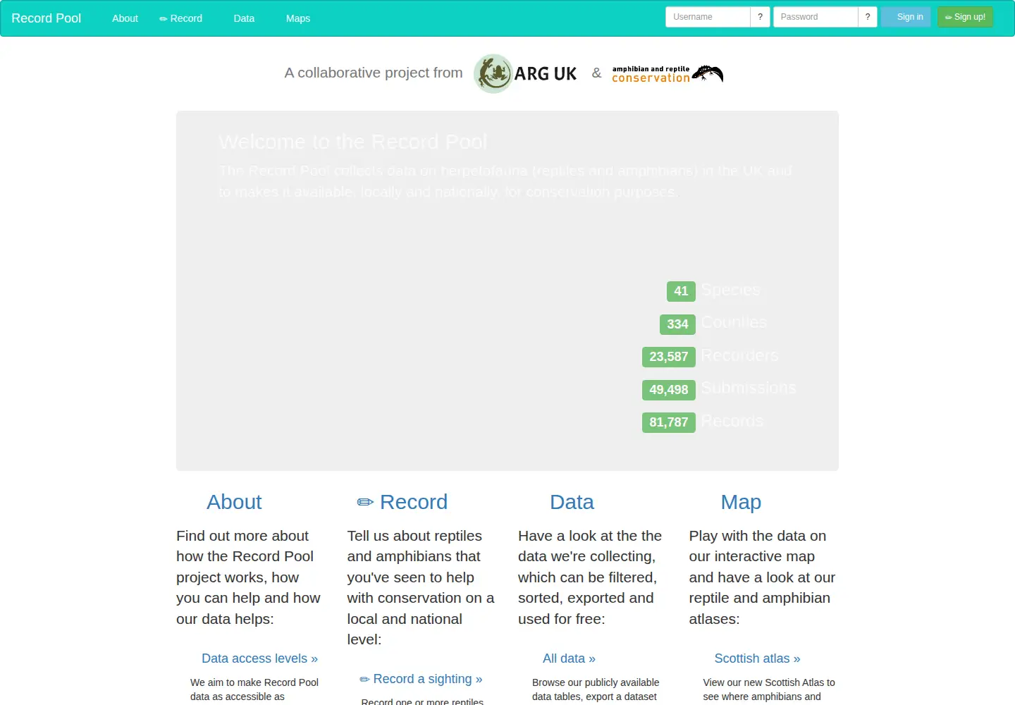 Screenshot of recordpool.org.uk