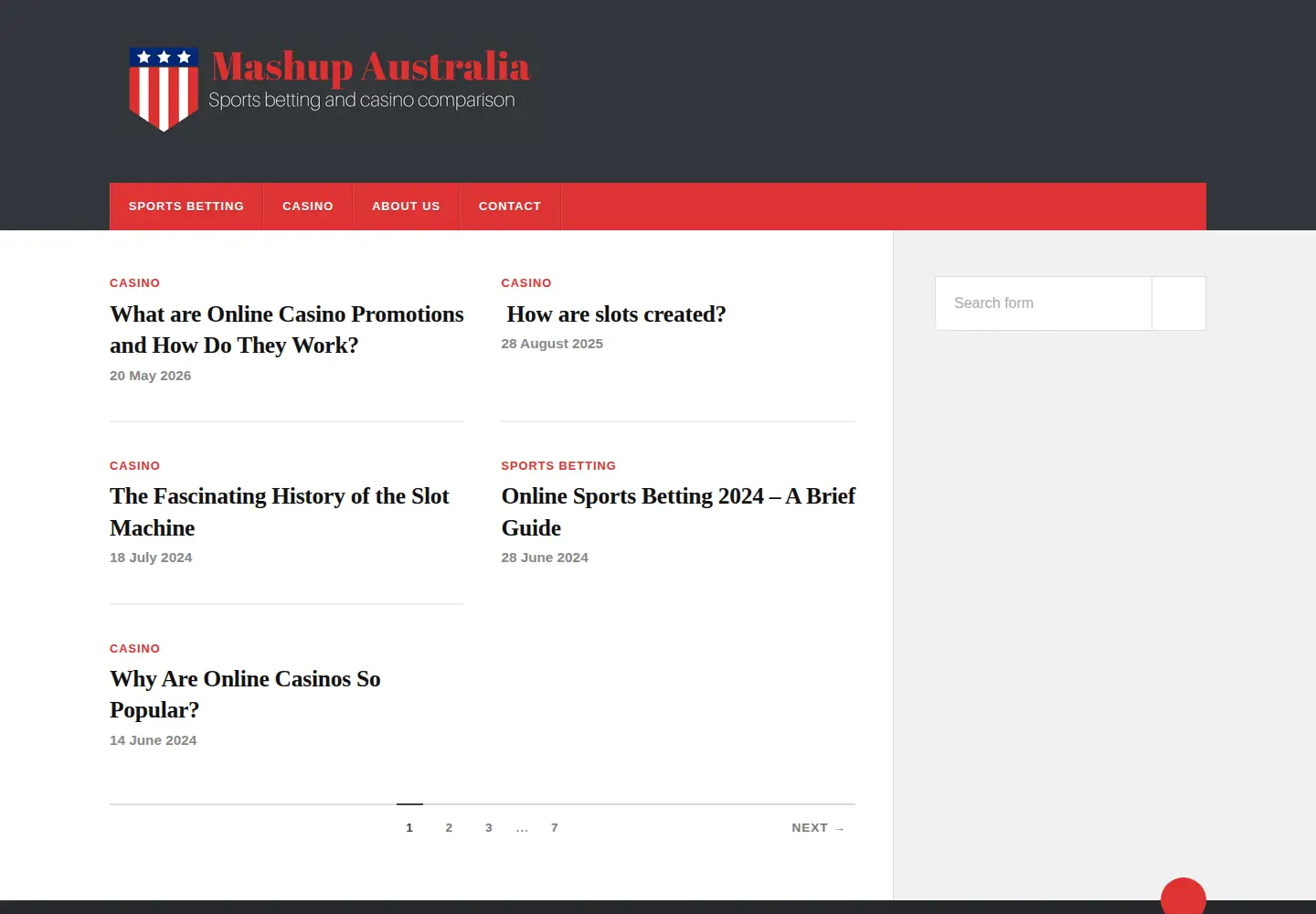 Captured homepage of mashupaustralia.org in the current scan