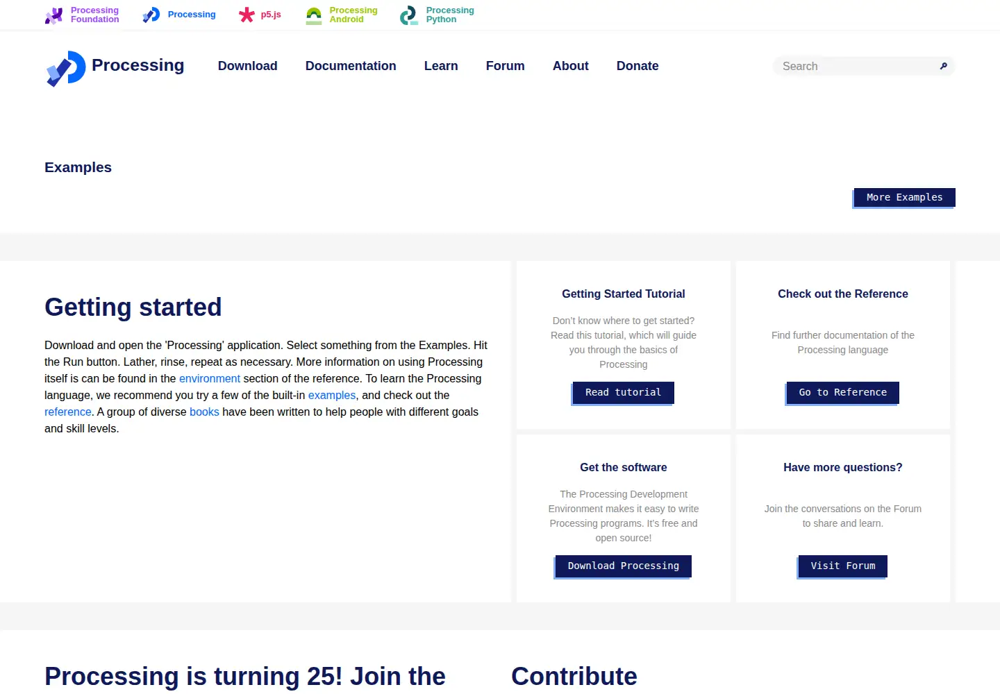 Captured homepage of processing.org in the current scan